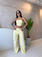 Conjunto Sarja Calça Cropped Feminino