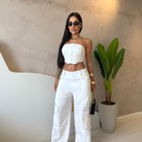 Conjunto Sarja Calça Cropped Feminino